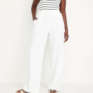 Old Navy High-Waist Wide-Leg Linen Blend Lagenlook Beachy Pull-On Pants XXL Tall